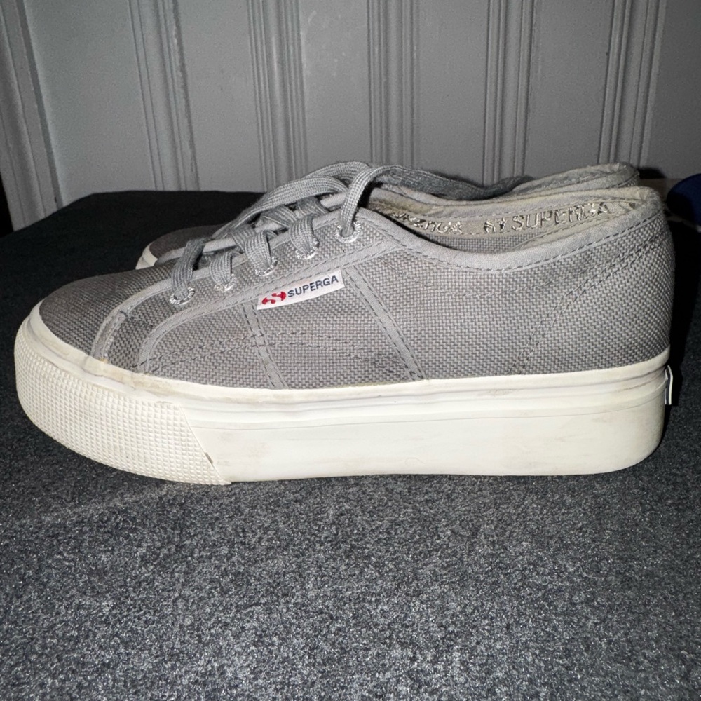 Superga Light Gray Platform Sneakers